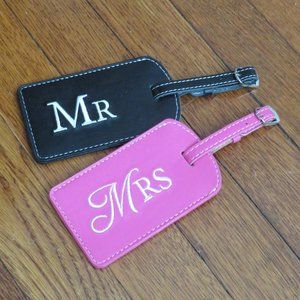 Mr. & Mrs. Luggage Tags | Pink & Black